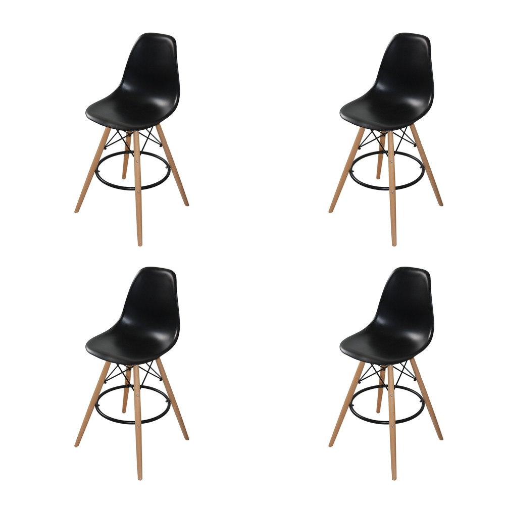 PACK 4 TABURETES TOWER WOOD NEGROS