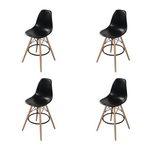 PACK 4 TABURETES TOWER WOOD NEGROS