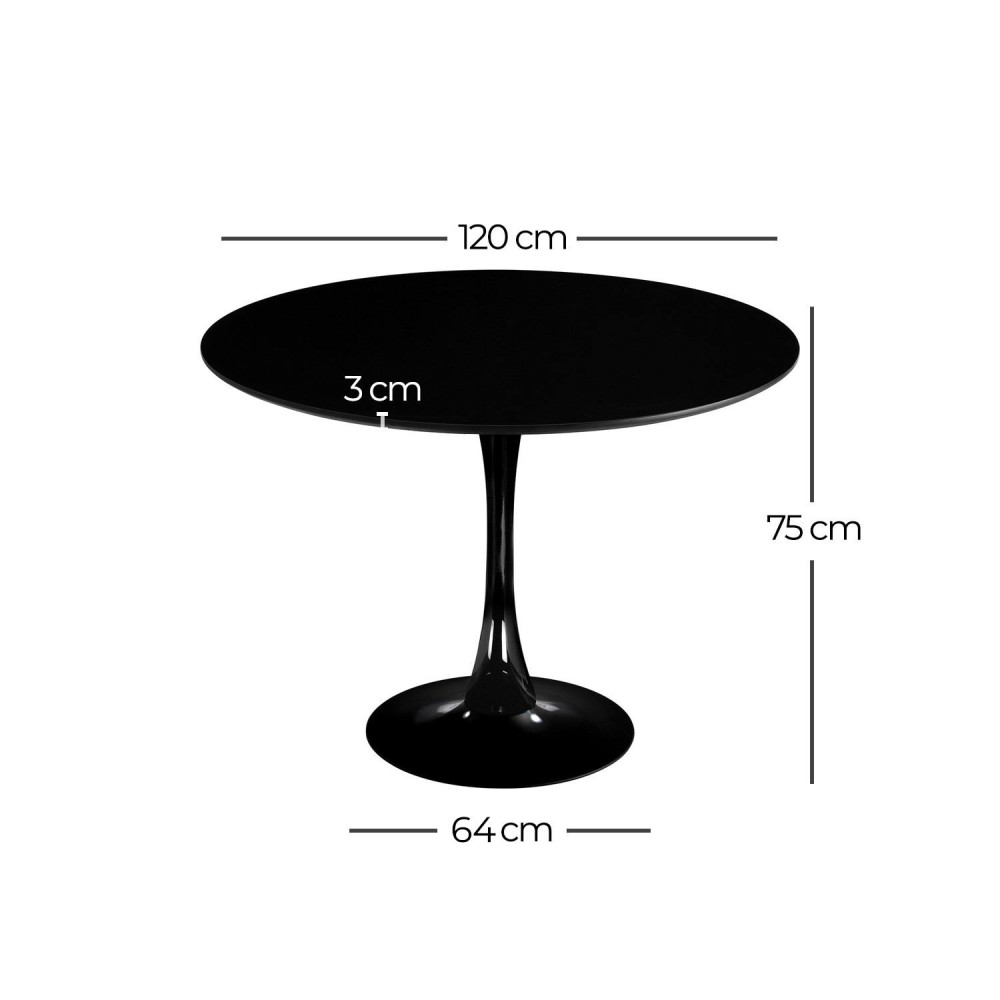 MESA REDONDA IBIZA BLACK Ø120 CM - Mesas de Comedor 