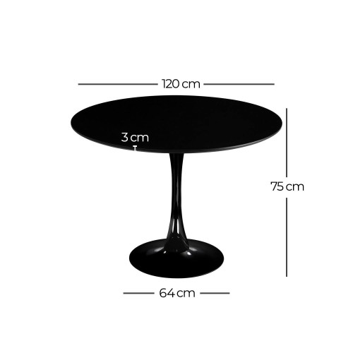 MESA REDONDA IBIZA BLACK Ø120 CM - Mesas de Comedor 