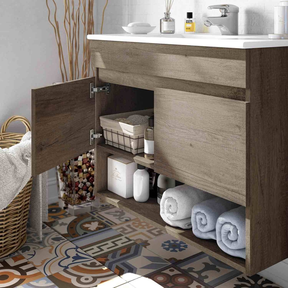 MUEBLE DE BAÑO SUSPENDIDO CON ESPEJO COTTON DE 80 CM 2 PUERTAS