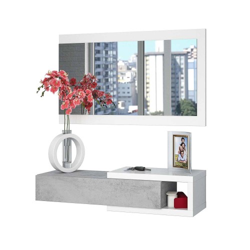 RECIBIDOR NOON CEMENTO CON ESPEJO Y CAJÓN - Recibidores 