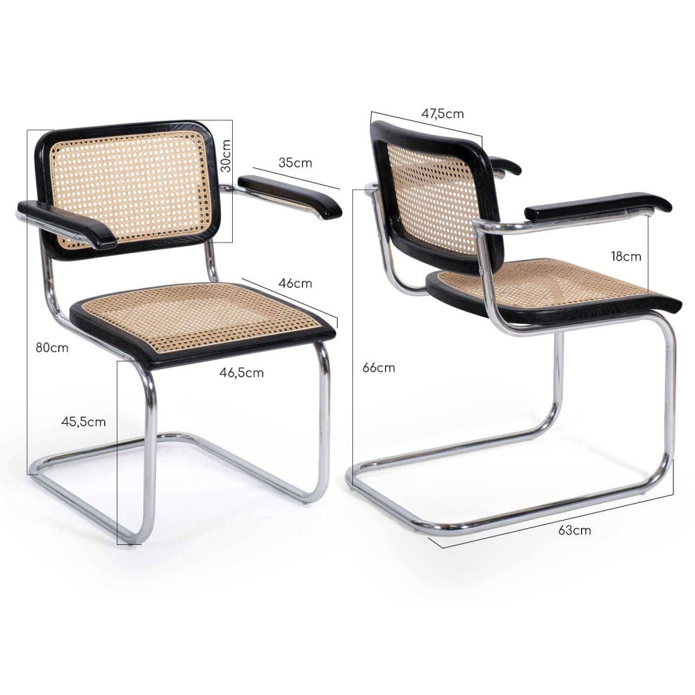 SILLA SKOL BLACK CON REPOSABRAZOS