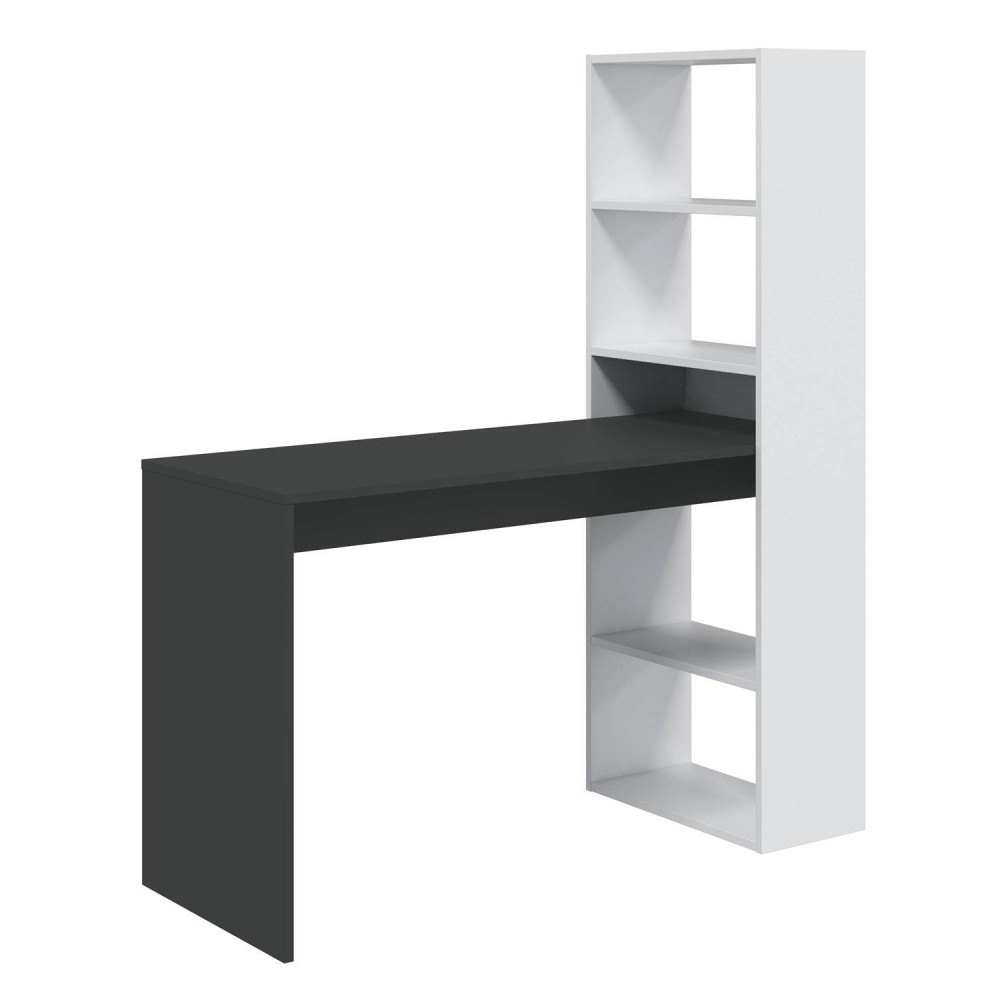 MESA ESCRITORIO CON ESTANTERIA REVERSIBLE NORDIK BLANCO ARTIK-GRIS ANTRACITA