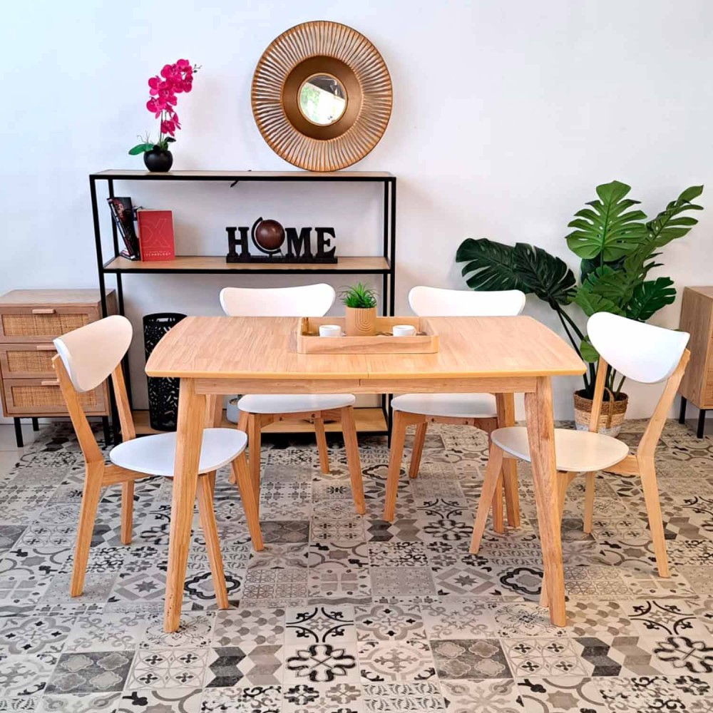 PACK DE MESA EXTENSIBLE TWEEN WOOD Y 4 SILLAS TIGA