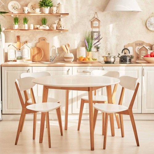 PACK DE MESA REDONDA ZIRA DE 106 CM Y 4 SILLAS TIGA