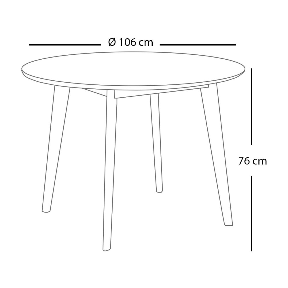 CONJUNTO DE MESA REDONDA ZIRA BLANCA DE 106 CM Y 4 SILLAS TIGA
