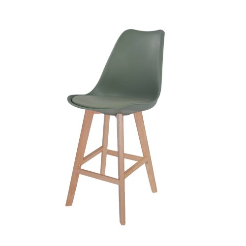 TABURETE MEDIO NEW TOWER WOOD VERDE KALE - Taburetes de bar 