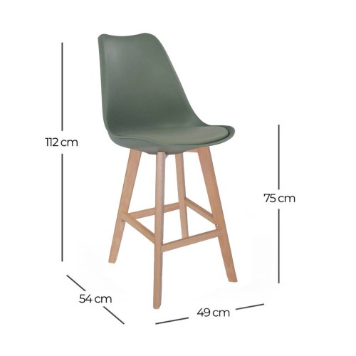 Taburete alto New Tower Wood verde kale | Venta de Muebles Online