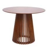 Mesa de comedor Tina redonda Ø100 cm en nogal, madera natural de acabado cálido