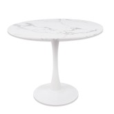 Mesa de comedor Ibiza Ø90 cm con tablero de mármol blanco y base metálica
