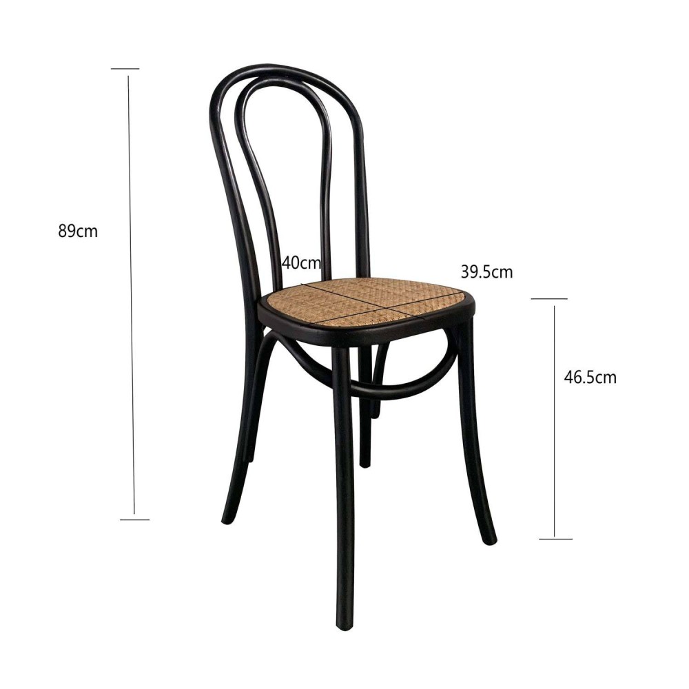 Pack 2 Sillas Folie Negras en madera y rattan | Venta de Muebles Online