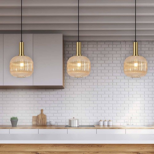 Lámpara colgante Vega ámbar-Lámparas modernas de 1 luz