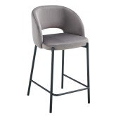 Taburete tapizado color gris terciopelo| Venta de Muebles Online