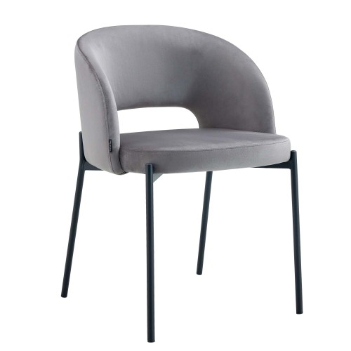 Silla tapizada color gris terciopelo | Venta de Muebles Online