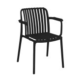 Silla Maracay con reposabrazos en negro, asiento acolchado y reposabrazos integrados