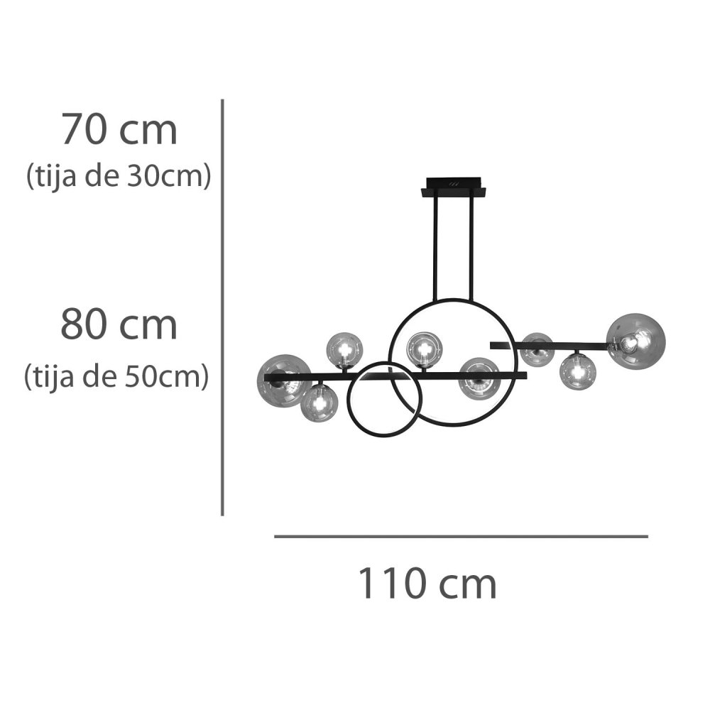 Lámpara Colgante 8 Luces Stella color Negro - Lámpara colgante - UKUKHOME.com