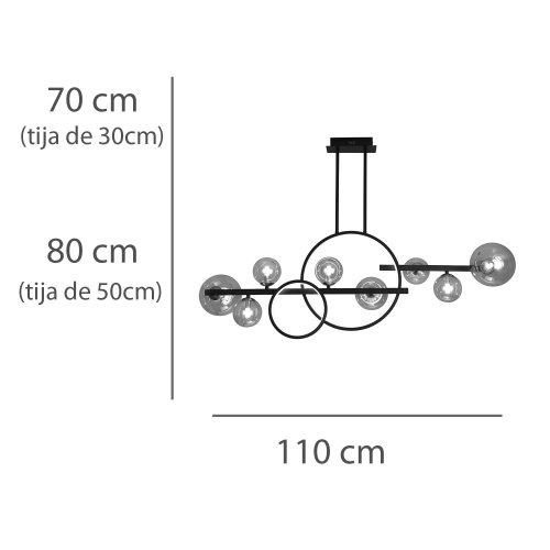 Lámpara Colgante 8 Luces Stella color Negro - Lámpara colgante - UKUKHOME.com