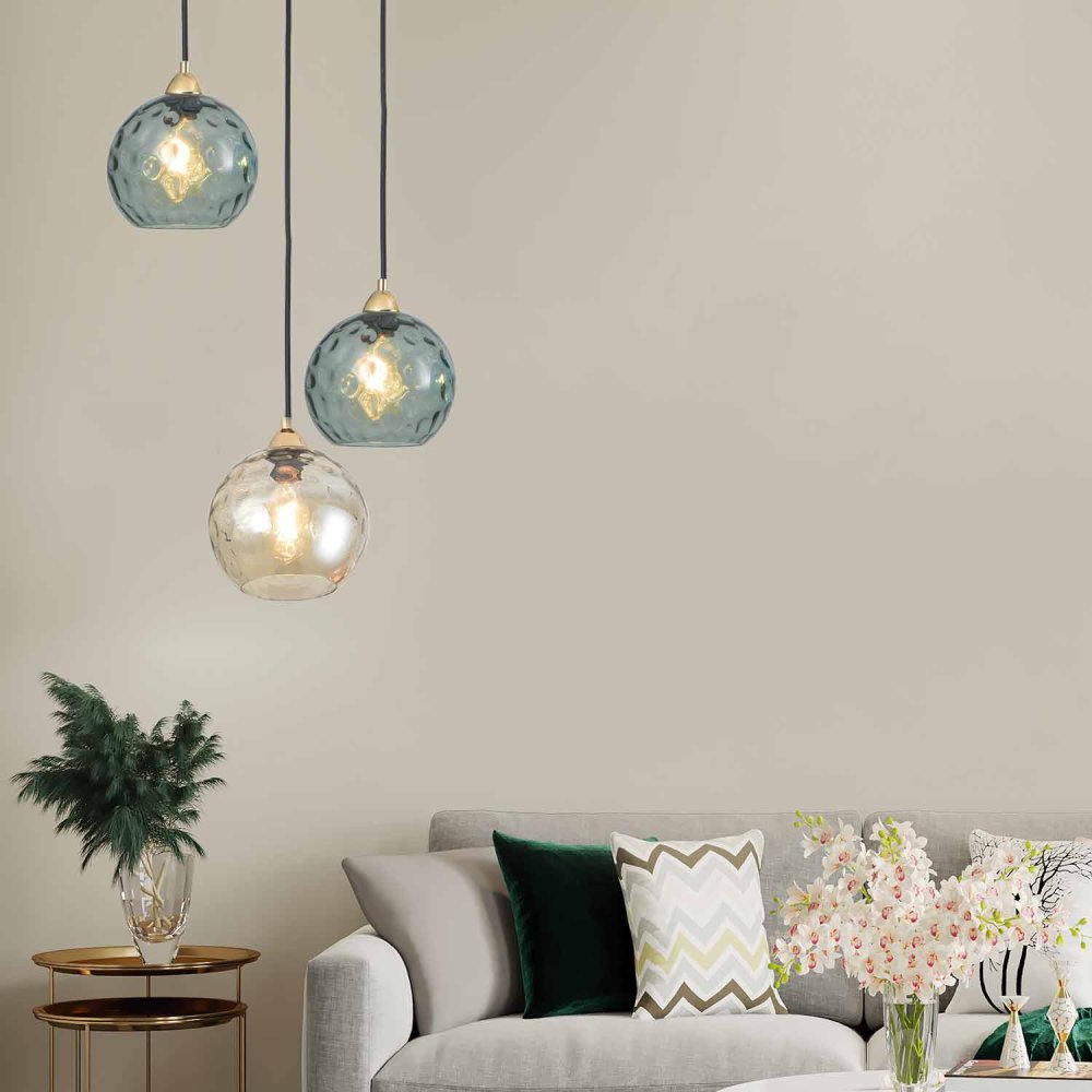 Lámpara Colgante 3 Luces Lyria Ámbar y Fumé - Lámpara colgante - UKUKHOME.com