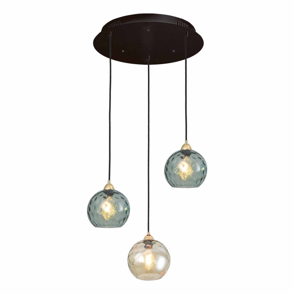 Lámpara Colgante 3 Luces Lyria Ámbar y Fumé - Lámpara colgante - UKUKHOME.com