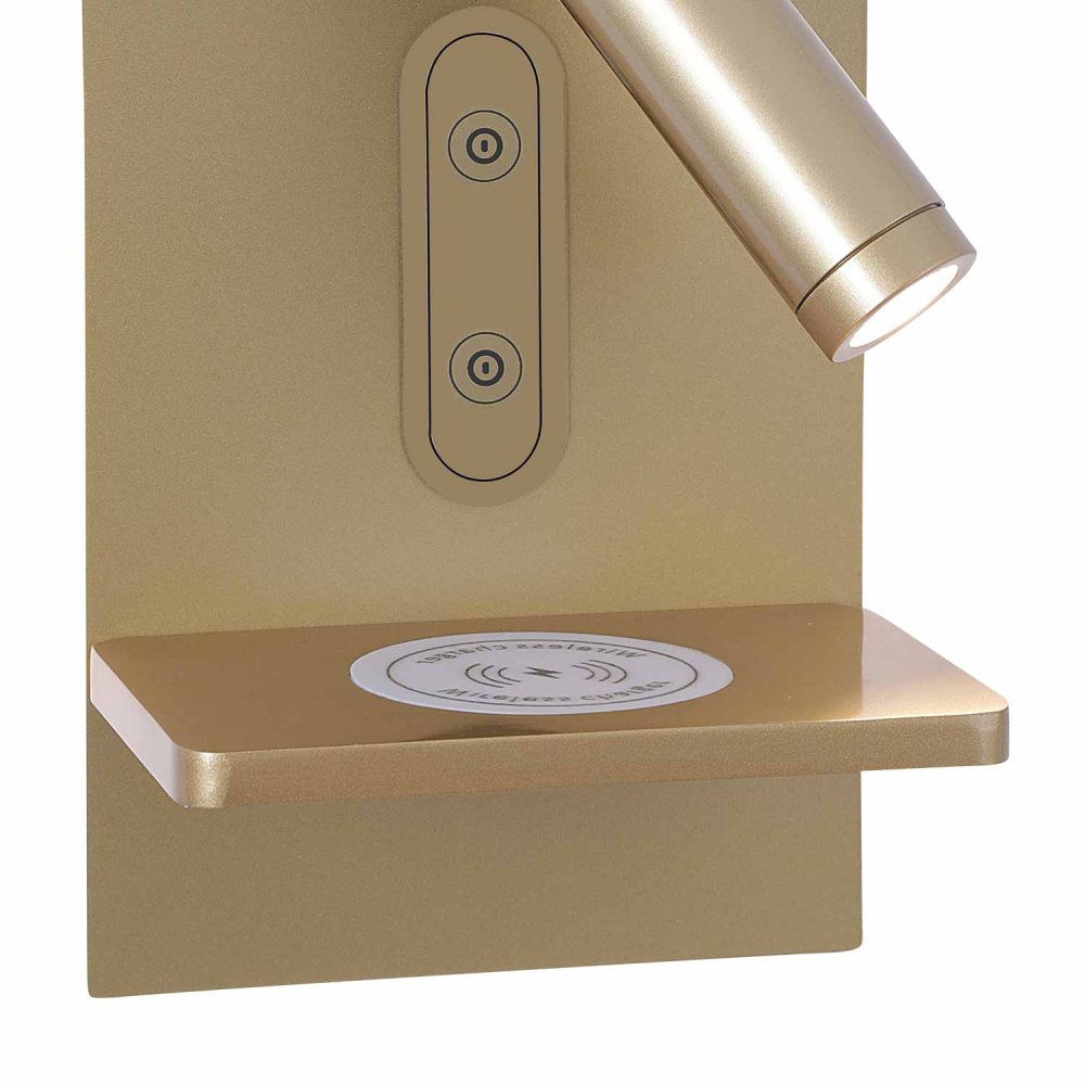 Aplique Led Táctil Dorado con Carga Inalámbrica 22Cm Eron - Aplique led - UKUKHOME.com