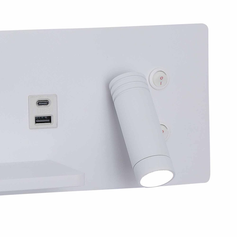 Aplique Led Blanco con Carga Inalámbrica y Usb 30Cm Somni - Aplique led - UKUKHOME.com