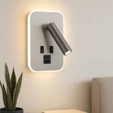 Aplique LED Tanik en níquel con puerto USB integrado, acabado metalizado neutro
