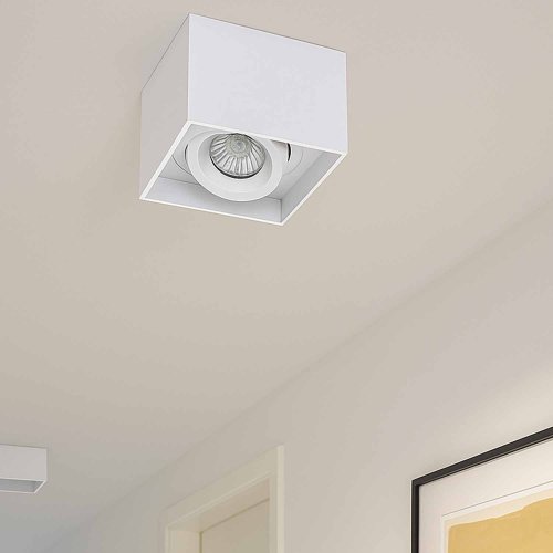 Foco de superficie cuadrado orientable 9x9 cm blanco Soff, luz ajustable en ángulo
