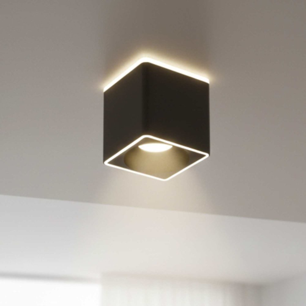 Foco Led de Superficie Cuadrado Ø12Cm color Negro Rouk - Foco led de superficie - UKUKHOME.com