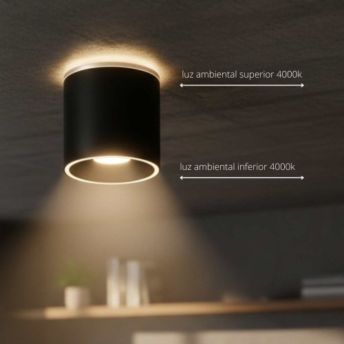 Foco Led de Superficie Cilíndrico Ø12Cm color Negro Trent - Foco led de superficie - UKUKHOME.com