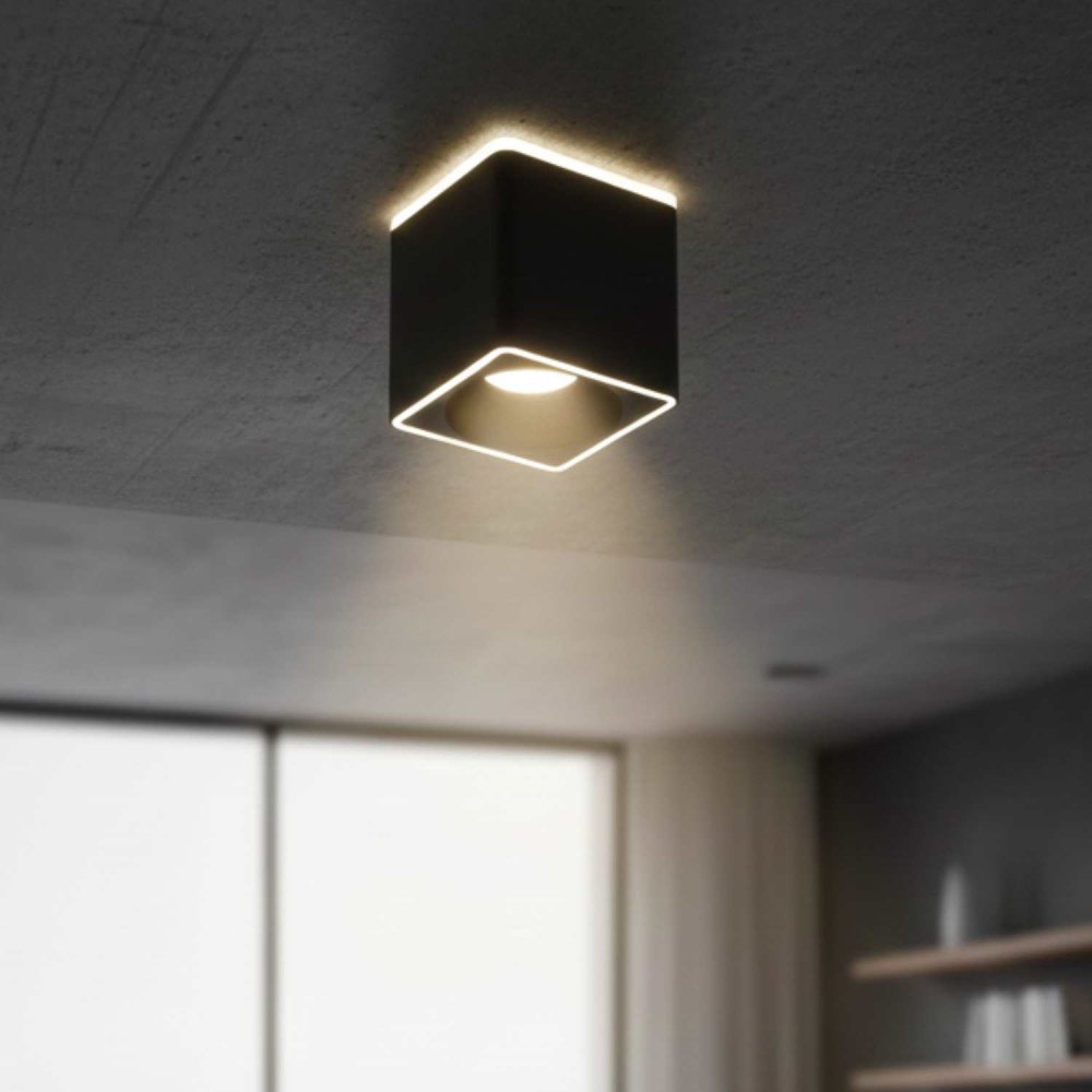 Foco Led de Superficie Cuadrado 9X9Cm color Negro Rouk - Foco led de superficie - UKUKHOME.com