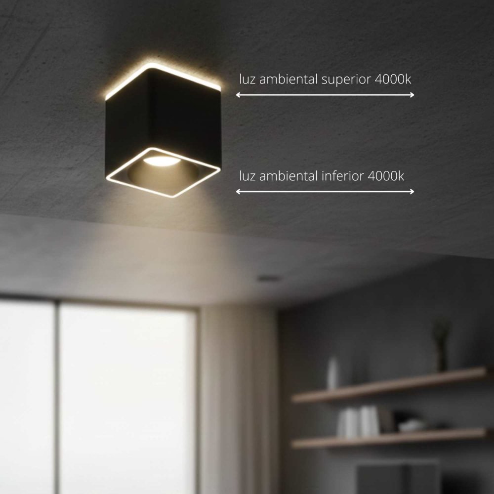 Foco Led de Superficie Cuadrado 9X9Cm color Negro Rouk - Foco led de superficie - UKUKHOME.com