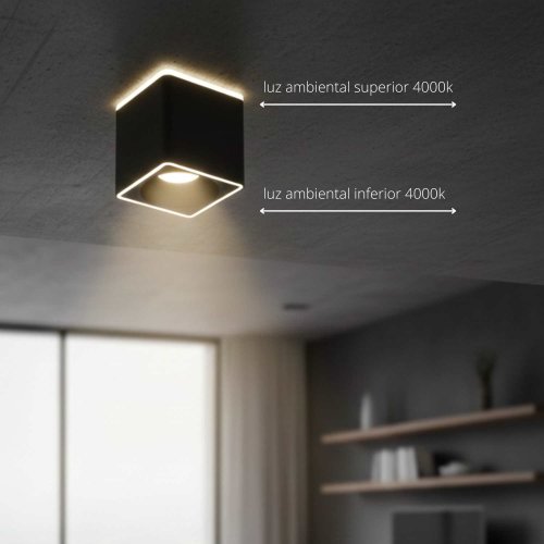 Foco Led de Superficie Cuadrado 9X9Cm color Negro Rouk - Foco led de superficie - UKUKHOME.com