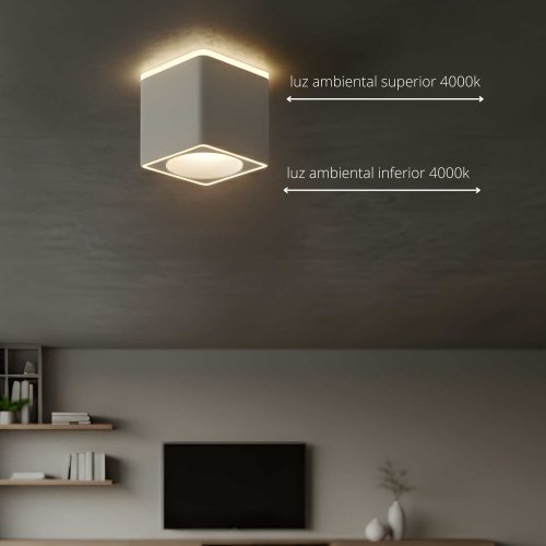 Foco Led de Superficie Cuadrado 9X9Cm color Blanco Rouk - Foco led de superficie - UKUKHOME.com