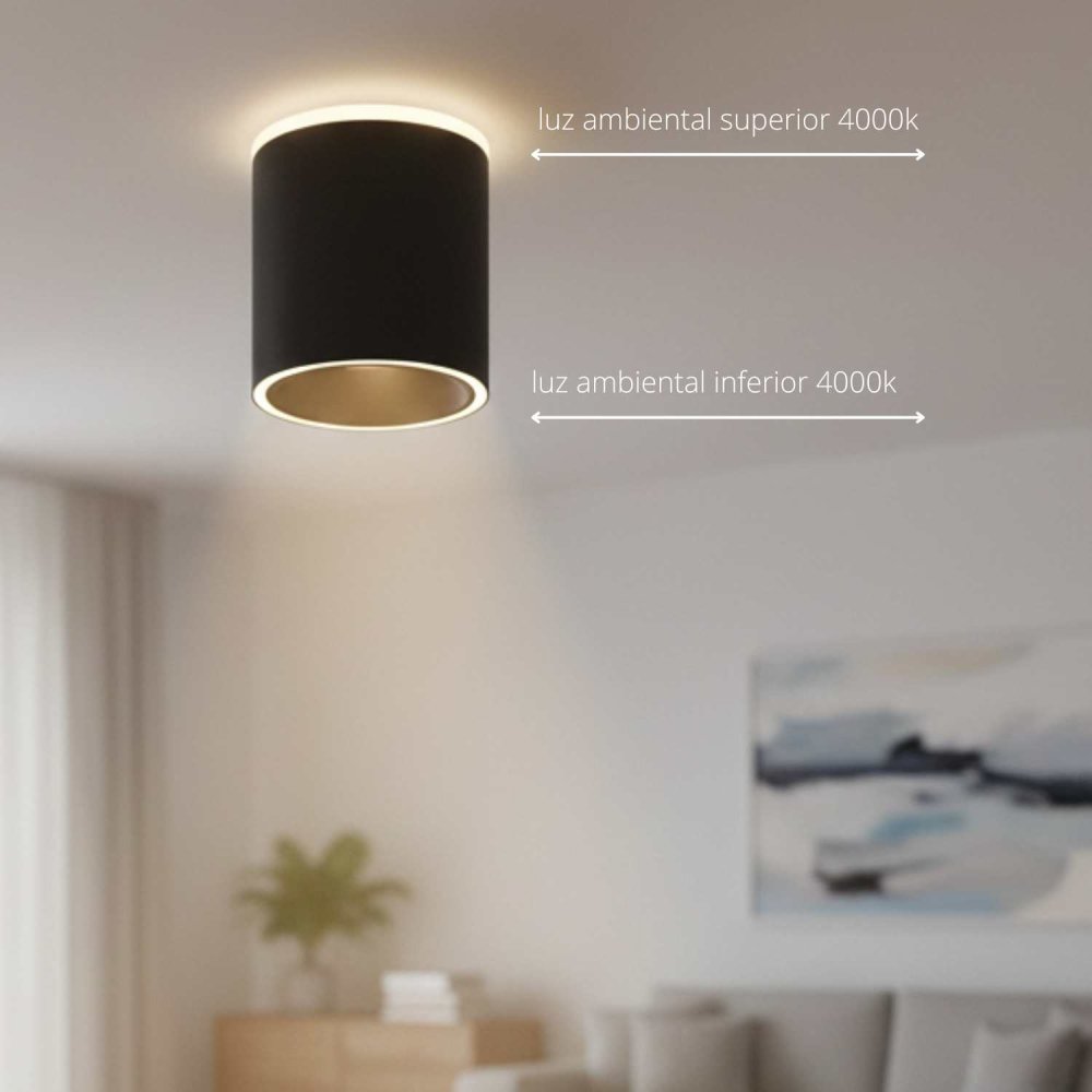Foco Led de Superficie Cilíndrico Ø9Cm color Negro Trent - Foco led de superficie - UKUKHOME.com