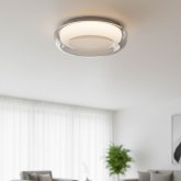 Plafón LED redondo regulable Sinai 20W Ø30 cm en blanco y fumé, diseño elegante