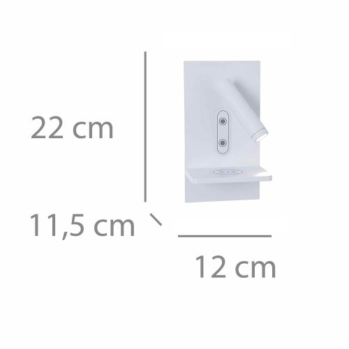 Aplique Led Táctil Blanco con Carga Inalámbrica 22Cm Eron - Aplique led - UKUKHOME.com
