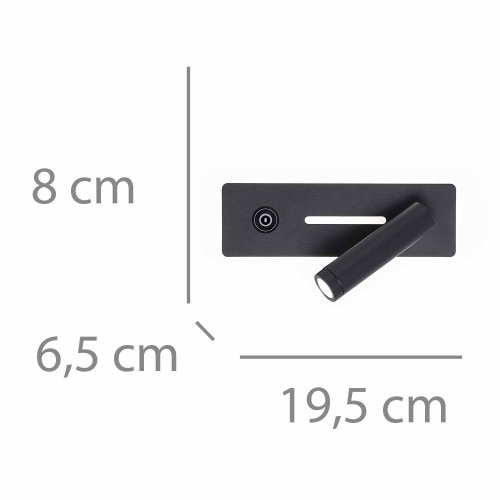 Aplique Led Táctil Negro 19,5Cm Irati - Aplique led - UKUKHOME.com