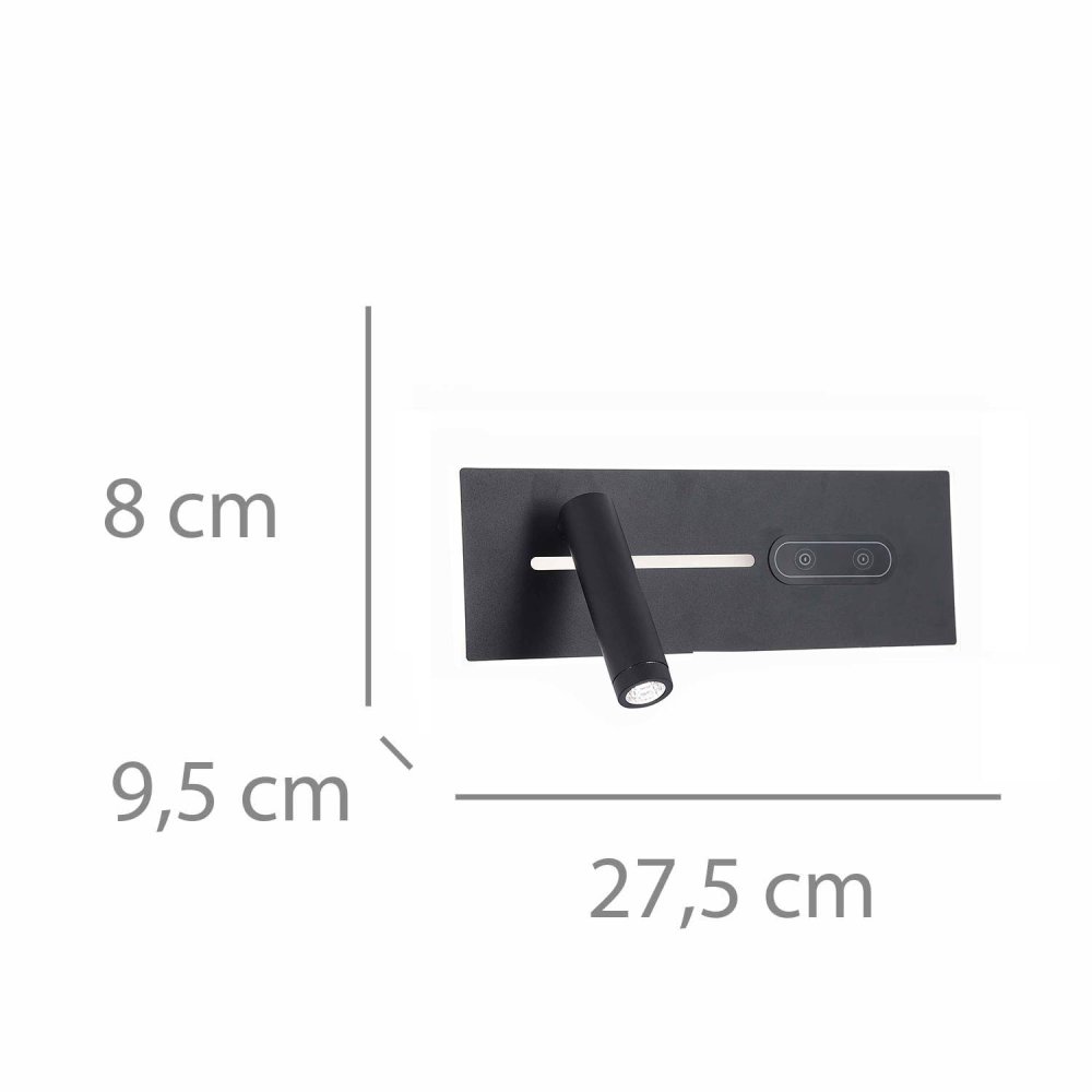 Aplique Led Táctil Negro 27,5Cm Gali - Aplique led - UKUKHOME.com