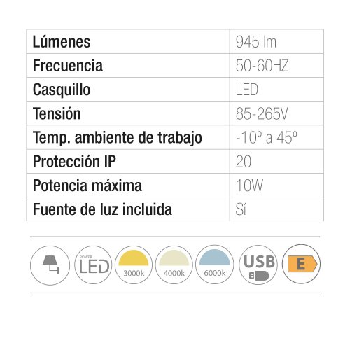 Aplique Led Negro con Usb Tanik - Aplique led - UKUKHOME.com