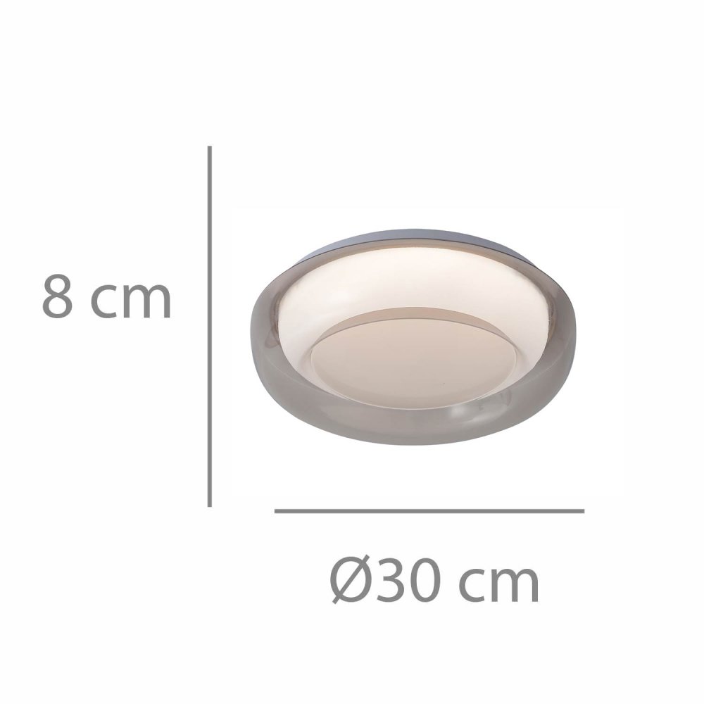 Plafón Led Redondo 20W Regulable Ø30Cm Blanco y Fumé Sinai - Plafón led - UKUKHOME.com