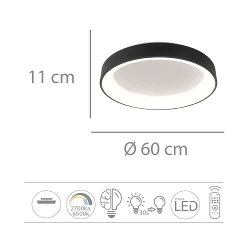 Plafón Led Regulable 50W Ø60Cm color Negro Wesler - Plafón led - UKUKHOME.com