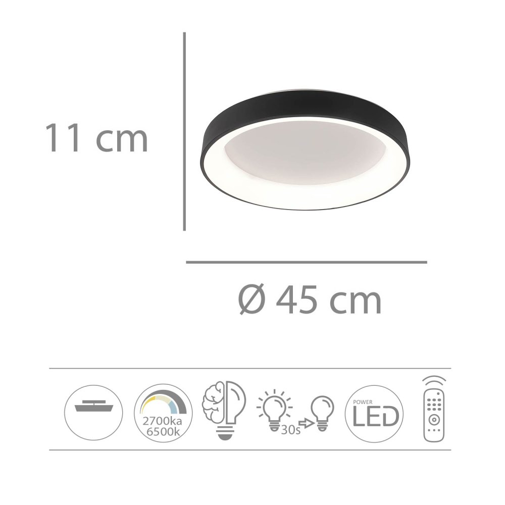 Plafón Led Regulable 46W Ø45Cm color Negro Wesler - Plafón led - UKUKHOME.com