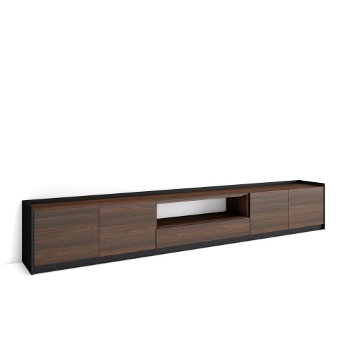 MUEBLE TV ALMACENAMIENTO 310X50X37 CM TV 80" PUERTAS ABATIBLES ROBLE OSCURO NEGRO