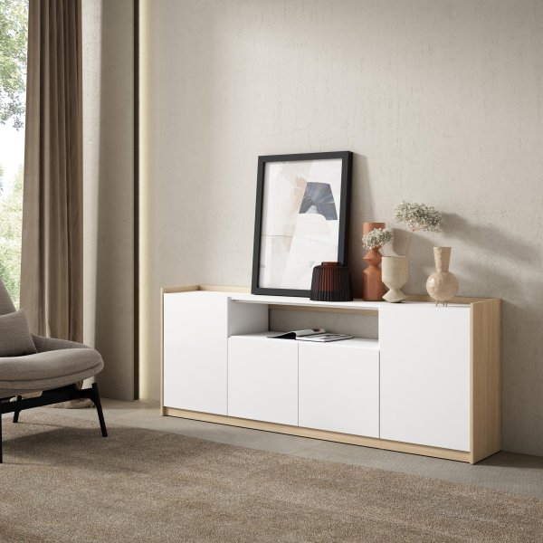 APARADOR SALÓN 207X80X37 CM 4 PUERTAS SOFT BLANCO ROBLE SOFT 2