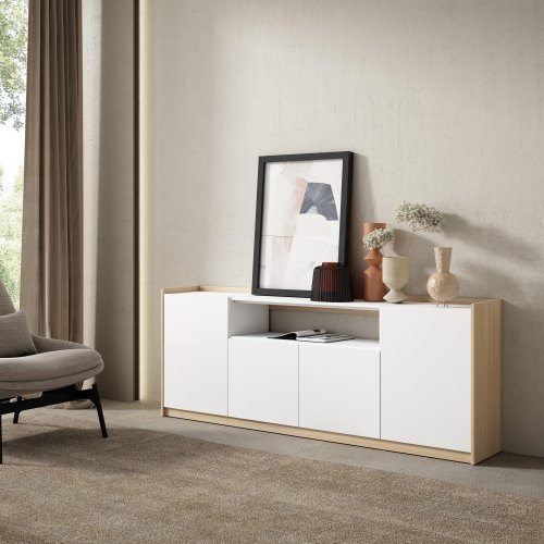 APARADOR SALÓN 207X80X37 CM 4 PUERTAS SOFT BLANCO ROBLE SOFT