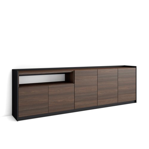 APARADOR SALÓN 260X80X37 CM 5 PUERTAS SOFT ROBLE OSCURO NEGRO