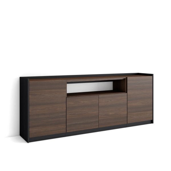 APARADOR SALÓN 207X80X37 CM 4 PUERTAS SOFT ROBLE OSCURO NEGRO