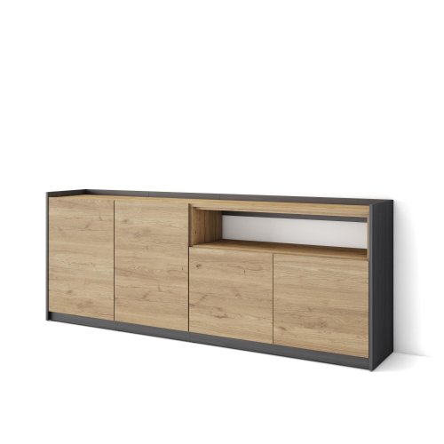 APARADOR SALÓN 207X80X37 CM 4 PUERTAS SOFT ROBLE NEGRO