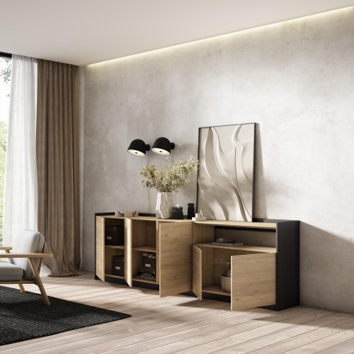APARADOR SALÓN 260X80X37 CM 5 PUERTAS SOFT ROBLE NEGRO